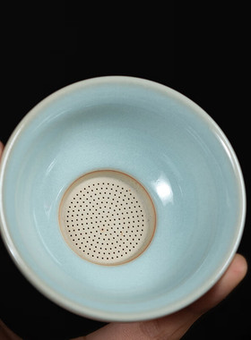 廷怀窑旗舰店汝瓷汝窑茶漏过滤网茶滤茶叶过滤创意茶具配件天青色