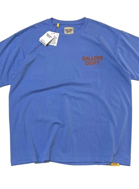 Gallery Dept Hollywood 蓝染标语短袖 纯棉圆筒无缝T恤潮 男女