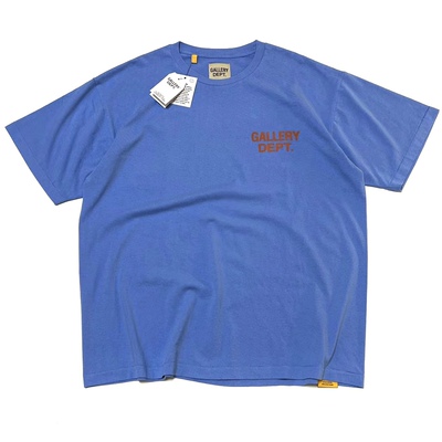 Gallery Dept Hollywood 蓝染标语短袖 纯棉圆筒无缝T恤潮 男女