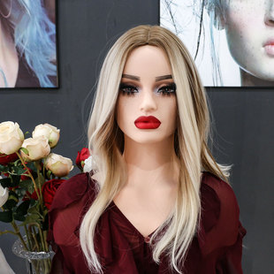 欧美白人肤色模特头假发展示化妆头模双肩假人头项链耳环拍照头模