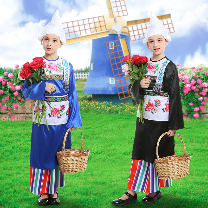 儿童成人荷兰民族服装演出服荷兰风情民族服装波兰荷兰公主裙服装