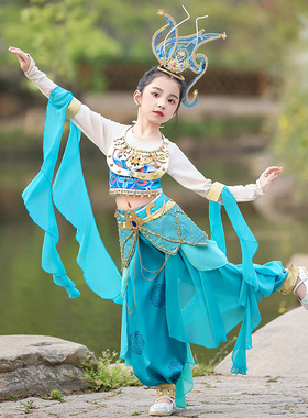 新款敦煌演出服遇见飞天壁画绝响手鼓铃鼓流速古典舞反弹琵琶服装