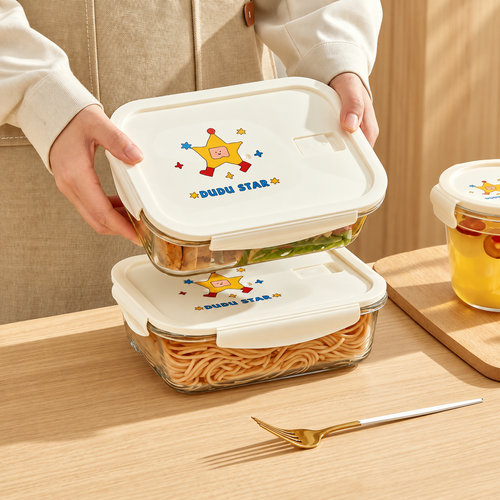 嘟嘟星超大容量玻璃饭盒微波专用