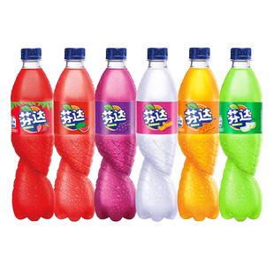 可口可乐含糖芬达6味混合西瓜葡萄苹果橙500ml碳酸果味汽水