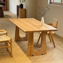 侘寂风白蜡木茶桌民宿原木大板桌纯实木办公会议桌工作台会客餐桌