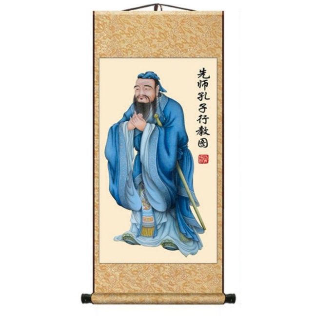 孔子画像挂画孔子像孔夫子幼儿园书房国学馆学校教室中堂装饰画像