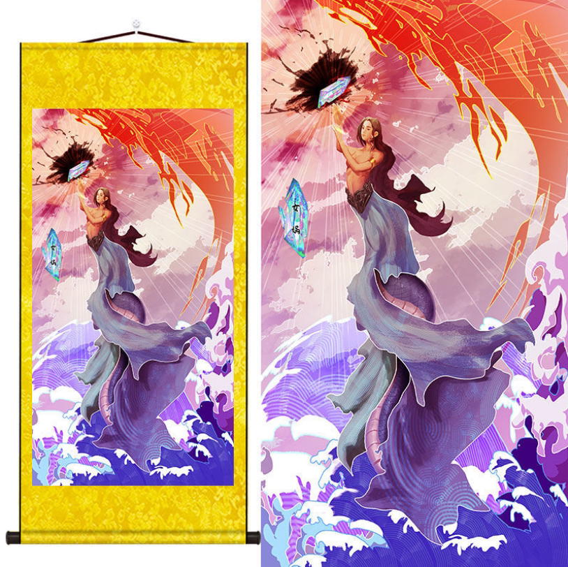 女娲娘娘画像挂画娲皇补天创世女神始母神像女阴娘娘装饰卷轴护身