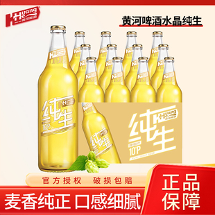 黄河啤酒水晶纯生麦汁浓度10度500ml 12瓶整箱甘肃特产官方正品