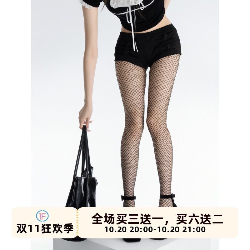 辣妹渔网袜黑白色防勾丝袜夏