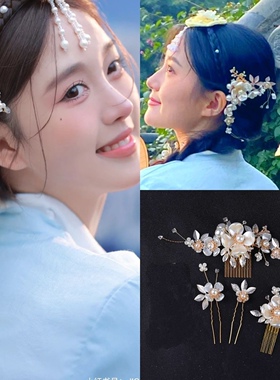 网红延吉韩服专用发夹女生珍珠