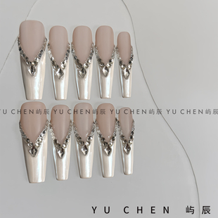 屿辰|宝石戴妃 美甲穿戴甲新款高级绝美轻奢超长法式婚甲手工定制