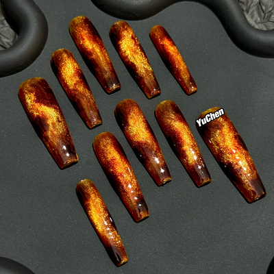 屿辰|琥灼 美甲穿戴甲亚文化小众新款手工重工欧美高级辣妹中长款