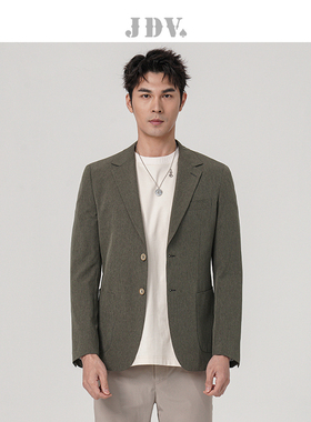 JDV男装春季新品商场同款灰绿平驳领商务西服结婚西装外套SMM3020