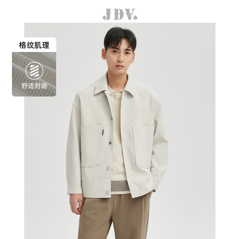 JDV格纹翻领宽松夹克外套