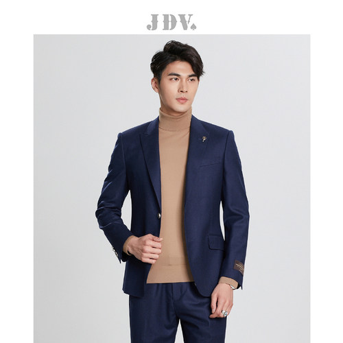 JDV春秋藏青羊毛商务西服