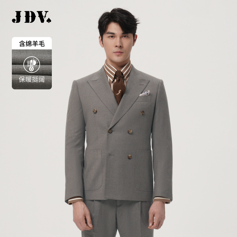 JDV商场同款戗驳领双排扣西装