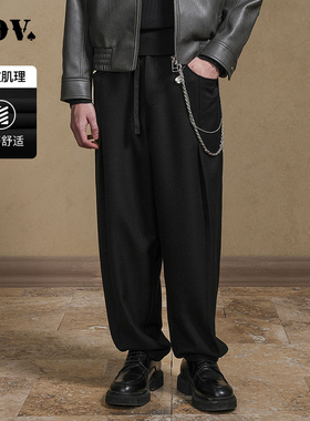 JDV夏季新品商场同款黑色廓形男士休闲裤宽松长裤子WPL4608