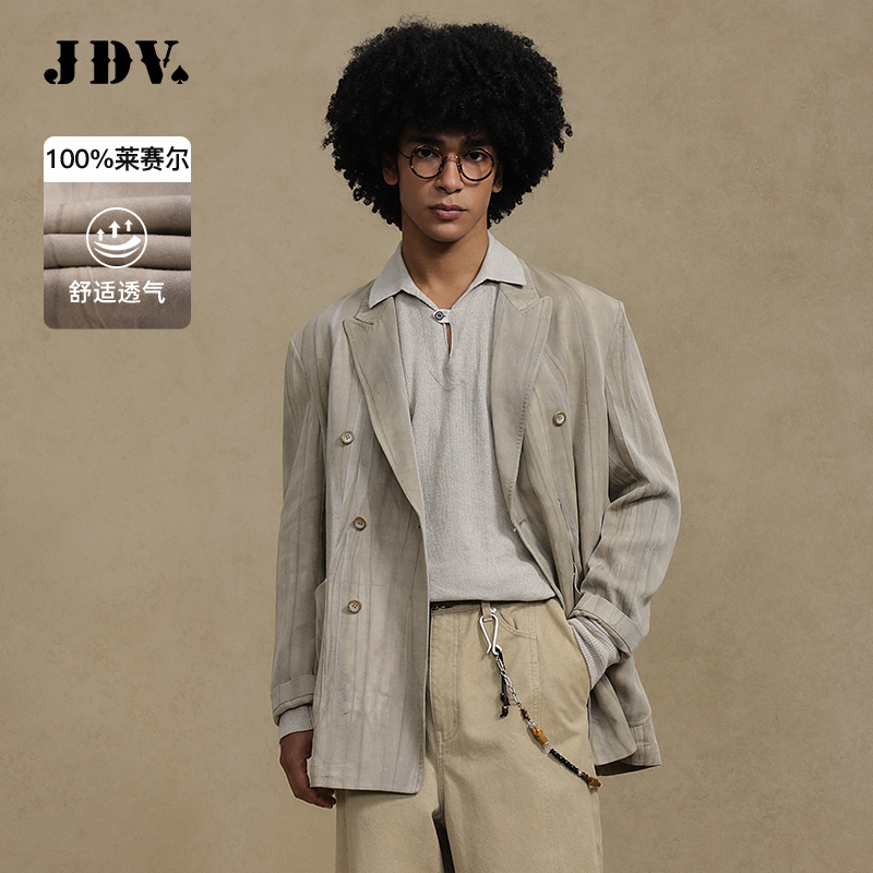 JDV男装2025早秋新品商场同款米黄西装单排扣西服外套WMJ4105