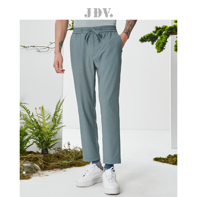JDV宽松系带蓝绿九分裤