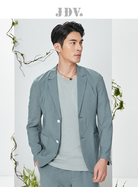 JDV男装商场同款春秋季新蓝绿纯色通勤官方男士休闲西装外套SMJ20