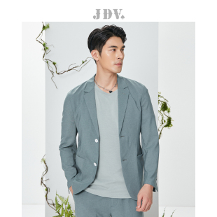 休闲西装 JDV男装 新蓝绿纯色通勤官方男士 春季 外套SMJ2039 商场同款