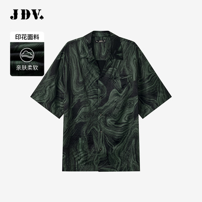 JDV春夏醋纤古巴领短袖男士衬衫