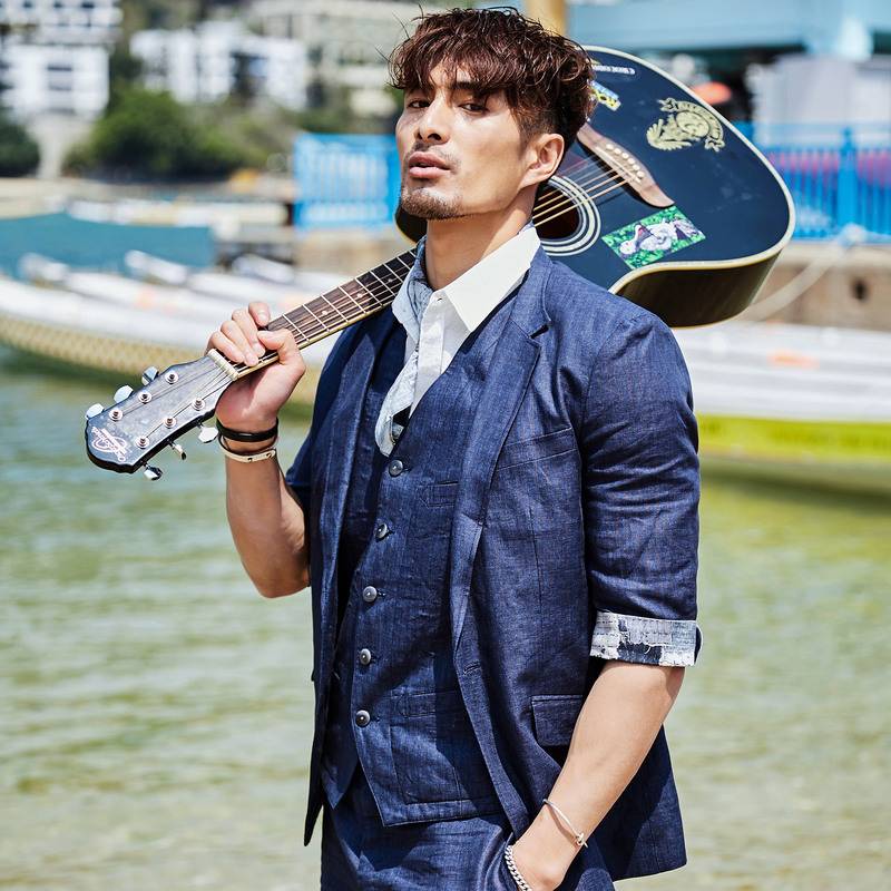 夏季新品男士休闲中袖西服