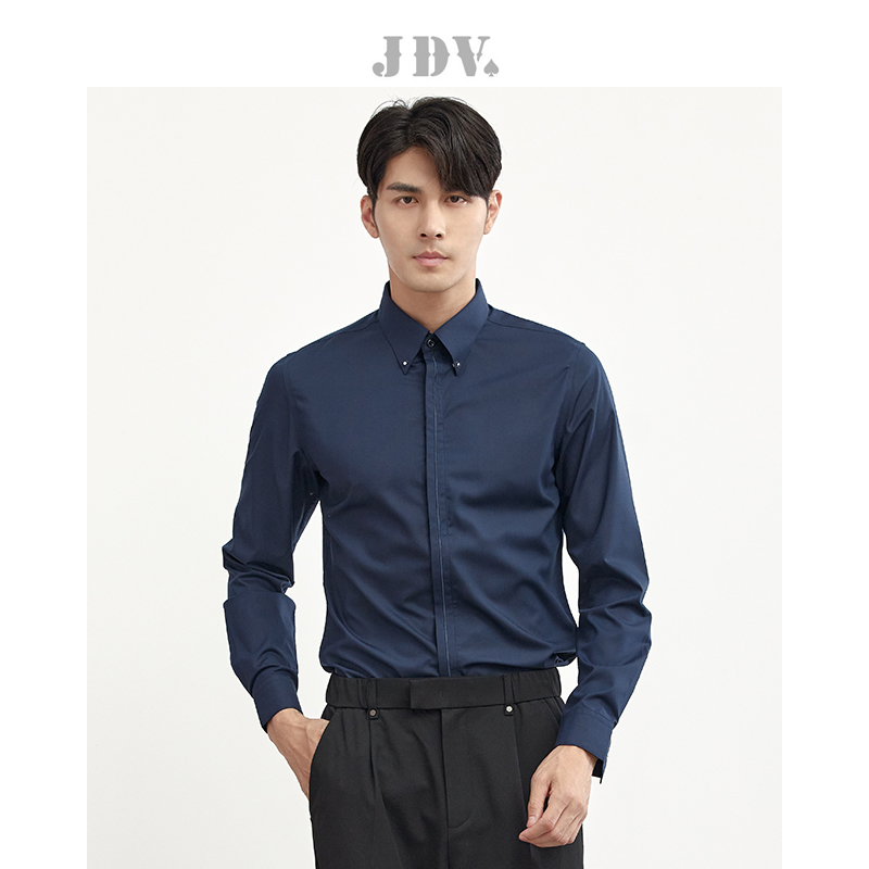 jdv春秋衬衣通勤系扣领