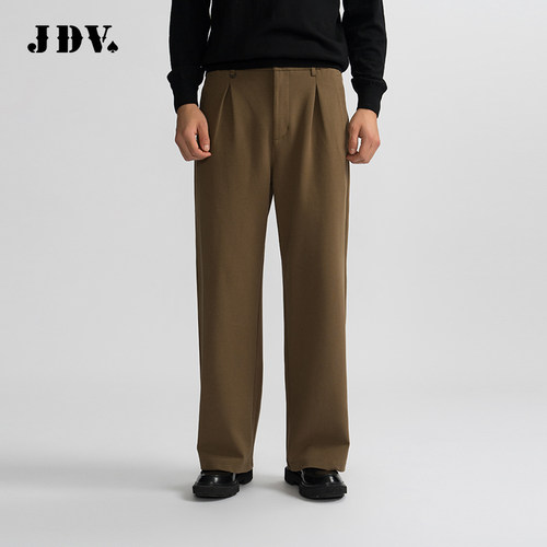 JDV卡其色棉质男士直筒休闲裤