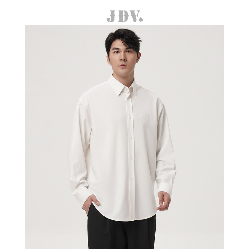JDV商场同款白色休闲衬衫上衣