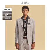 JDV奥莱旗舰店春秋折扣新品 浅咖色条纹西装 棉质西服外套SMJ4016