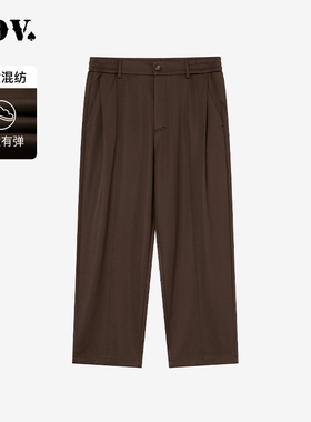 JDV男装2025商场同款夏季新款咖啡色棉质九分休闲裤子百搭