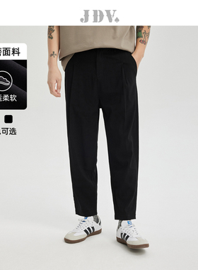 JDV男装夏季新款纯色松紧腰舒适九分裤简约百搭通勤休闲裤