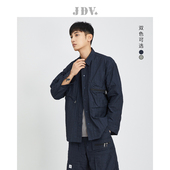 春秋季 新品 薄款 JDV男装 方领华夫格子宽松休闲夹克茄克男士 潮外套