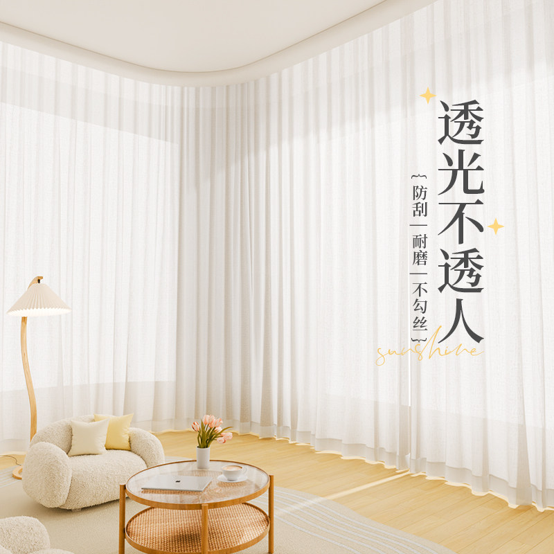 纱帘透光不透人窗帘白纱客厅阳台防晒遮光2024新款纱帘沙帘幻影纱