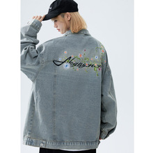 Grinch1928南鹤夜色文艺男执行周期白糖玫瑰刺绣牛仔外套情侣夹克