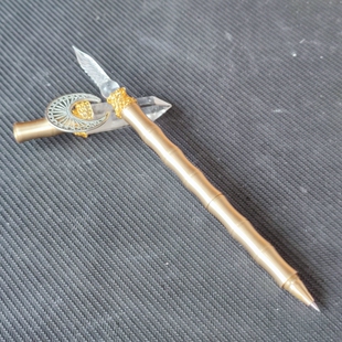 三用黄铜油笔天然白水晶魔杖玻璃笔文具炫酷校园小众网红中式发簪