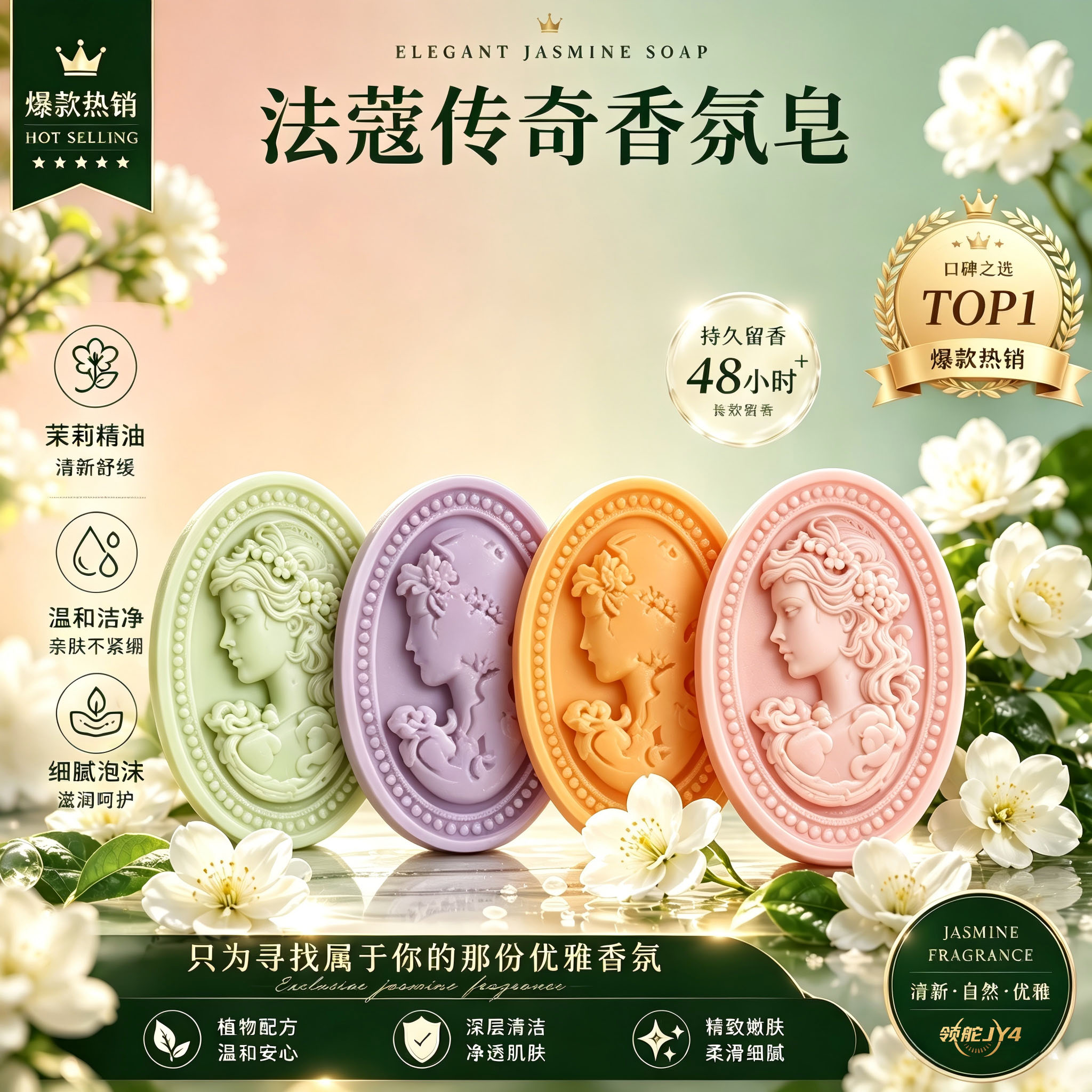 新品法蔻传奇蔷薇香薰手工皂洗脸洗澡去油持久留香轻奢伴手礼礼