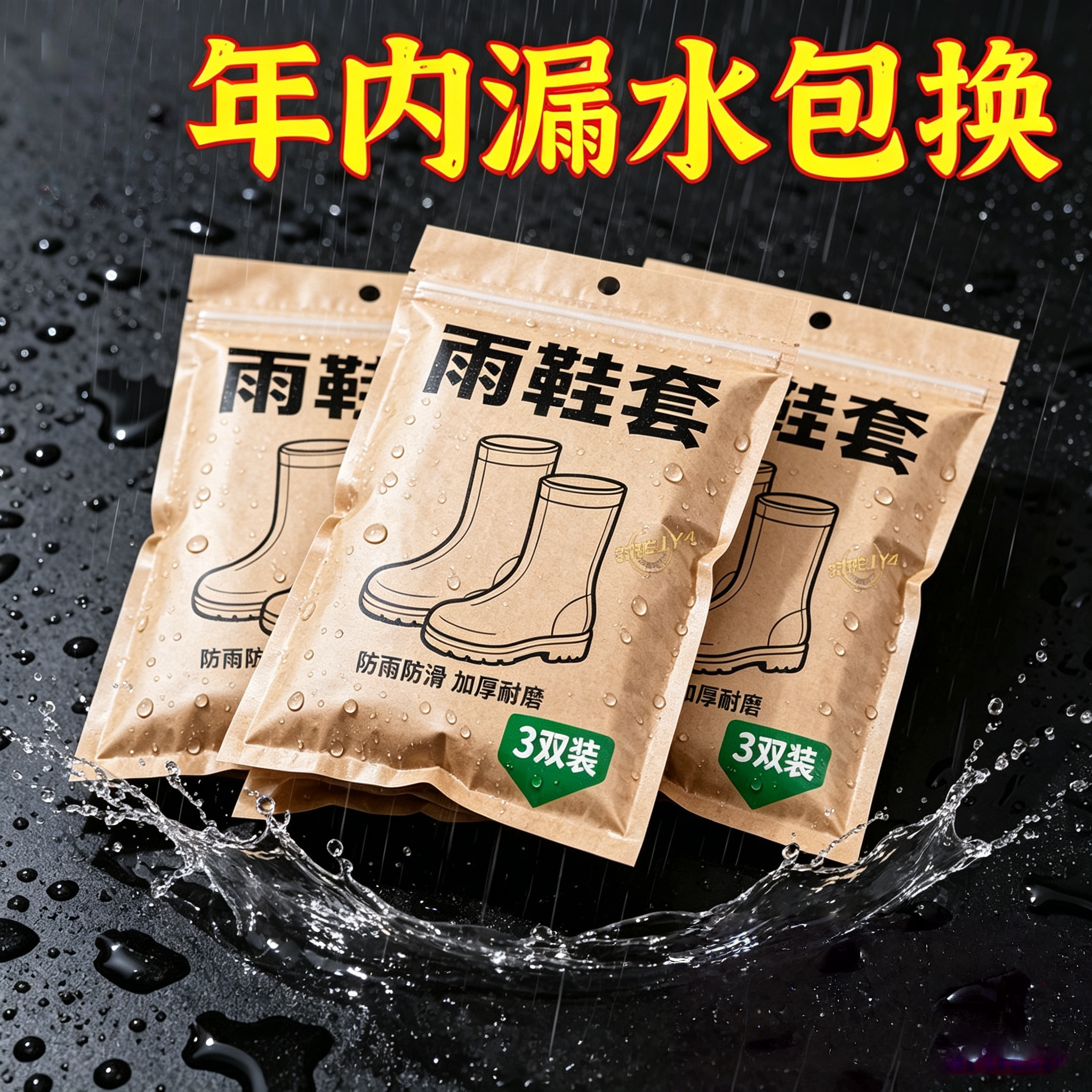 可重复使用雨鞋套防滑加厚耐磨户外超厚防雨时尚雨天神器不湿脚