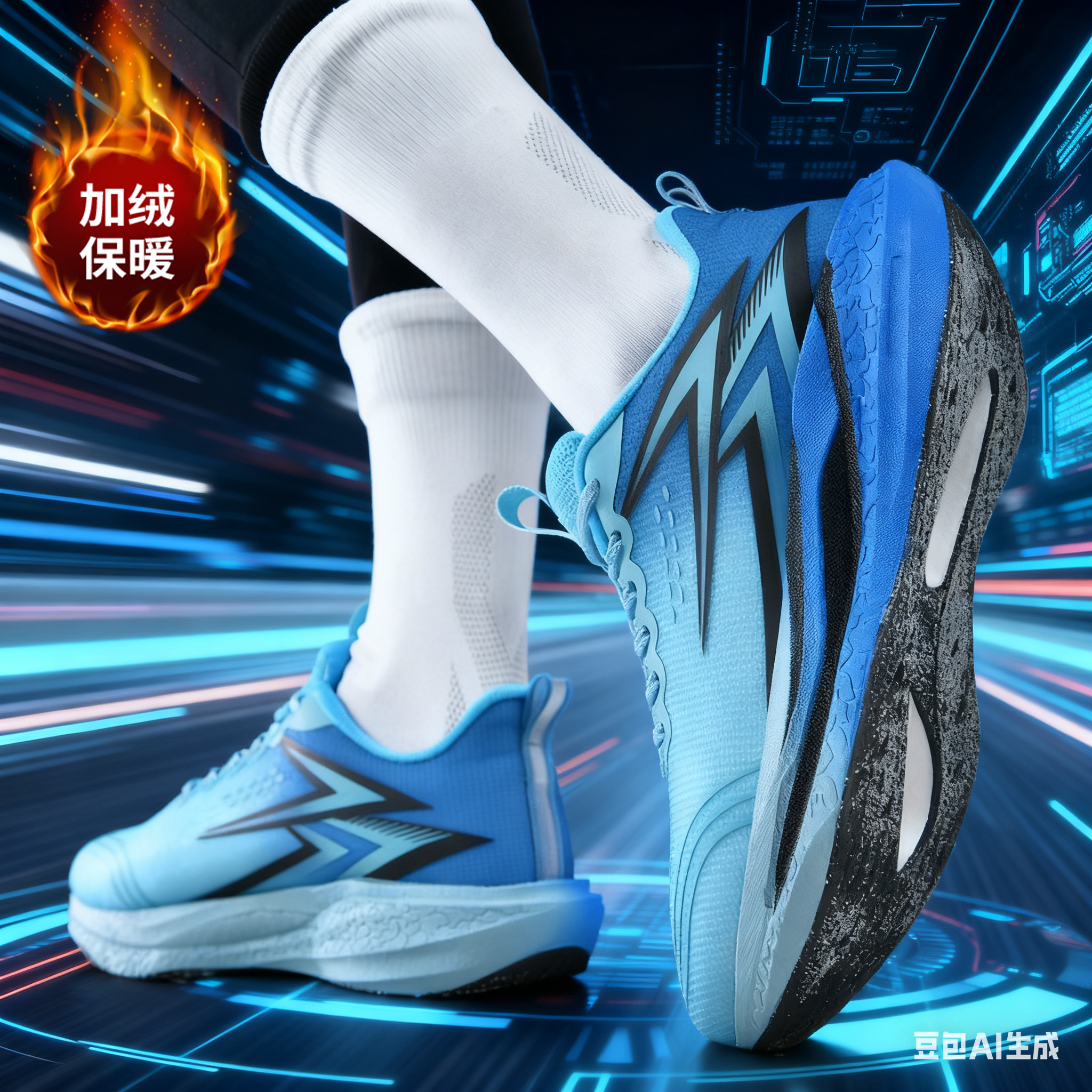 棉花糖5.0跑步鞋全掌竞速碳板翘头跑鞋男学生青少年初中生运动鞋