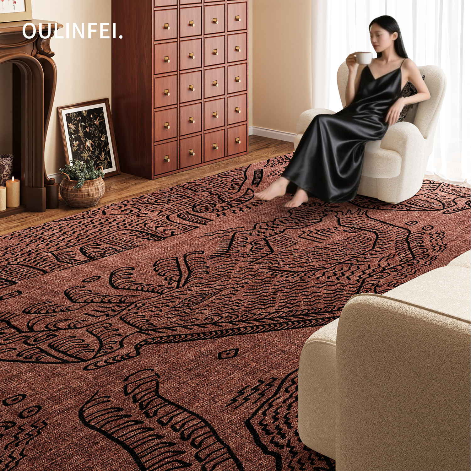 摩洛哥民族风客厅地毯免洗可擦