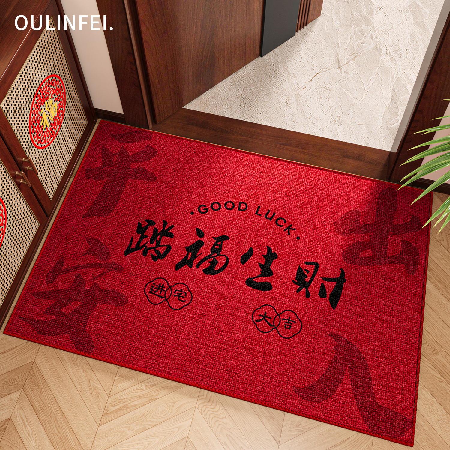 红色入户门地垫乔迁玄关门厅垫子
