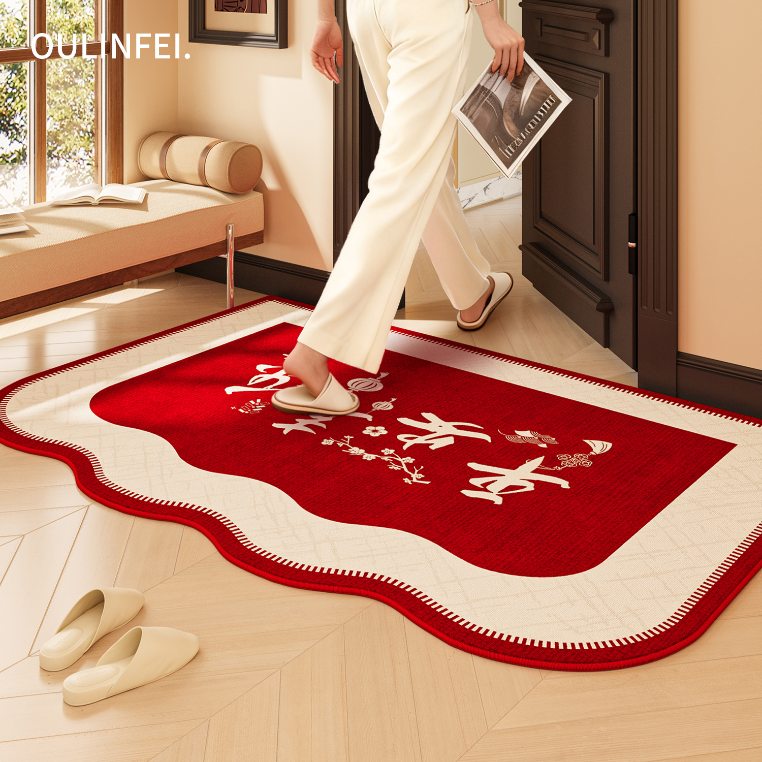 红色入户门地垫乔迁新年玄关脚垫