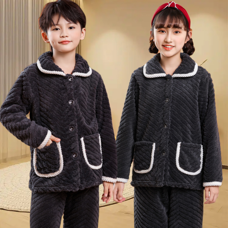 儿童睡衣春秋冬款法兰绒家居服
