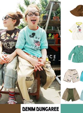 6折■LENFANCE 现货Denim dungaree25SS日本DD儿童T恤短裤渔夫帽