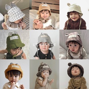 补 新款 ■LENFANCE ASH帽 宝宝儿童可爱动物耳系带百搭渔夫帽ins