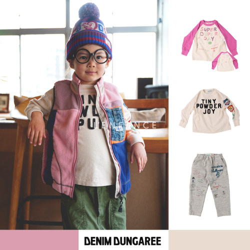 Denimdungaree儿童企鹅T恤长裤