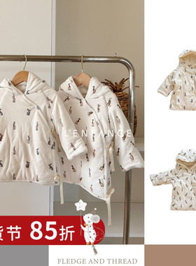 85折■LENFANCE现货Fledge and Thread 25AW宝宝斜襟夹棉外套棉袄