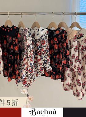 5折■Bachaa 折扣合集 女童法式刺绣玫瑰打揽连衣裙包屁衣连体衣