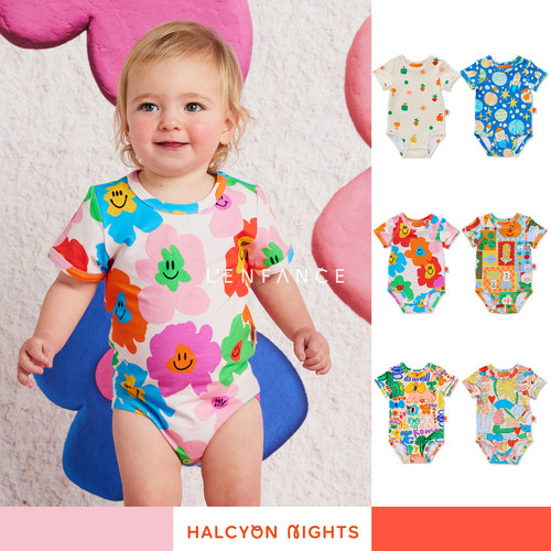HalcyonNights有机棉短袖包屁衣